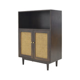 CABINET RATTAN HEX 1L2DR DARK WOOD