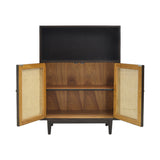 CABINET RATTAN HEX 1L2DR DARK WOOD