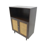 CABINET RATTAN HEX 1L2DR DARK WOOD