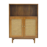 CABINET RATTAN HEX 1L2DR LIGHT WOOD