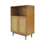 CABINET RATTAN HEX 1L2DR LIGHT WOOD