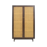 CABINET RATTAN HEX 2DR DARK WOOD MD08-22201