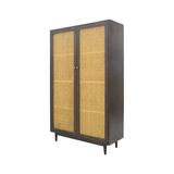 TALL CABINET RATTAN HEX 2DR DARK WOOD MD08-22201