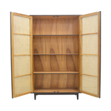 CABINET RATTAN HEX 2DR DARK WOOD MD08-22201