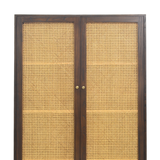 TALL CABINET RATTAN HEX 2DR DARK WOOD MD08-22201