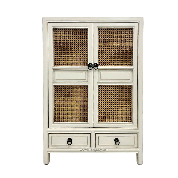 CABINET RATTAN HEX 2DW2DR WHITE CH-47