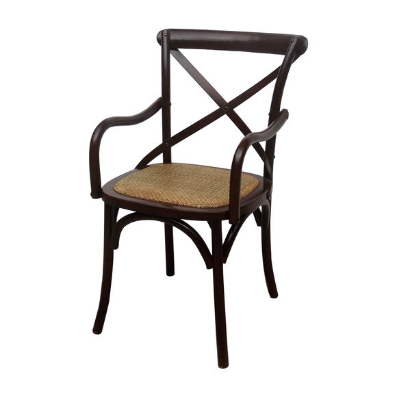 CHAIR DINING W ARM CROSSBACK DARK WOOD MQZ-208