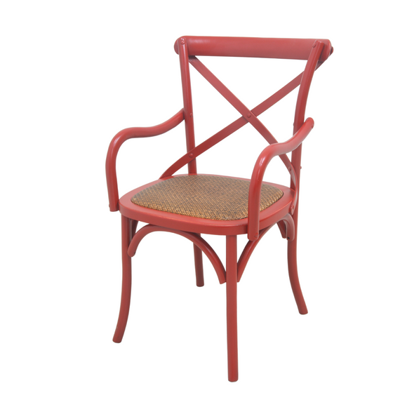 CHAIR DINING W ARM CROSSBACK RED WASH MQZ-208