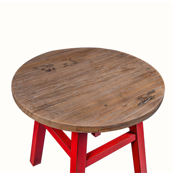 ELM WOOD TOP ROUND TABLE RED CH-43