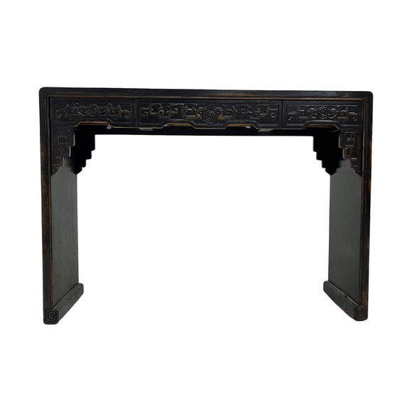 CONSOLE TABLE CARVED 3DW DARK WOOD CH-38