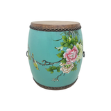 DRUM STOOL FLEUR TURQUOISE