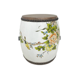 DRUM STOOL FLEUR WHITE