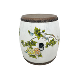 DRUM STOOL FLEUR WHITE