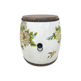 DRUM STOOL FLEUR WHITE