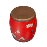DRUM STOOL MAGNOLIA FLOWERS RED X-58