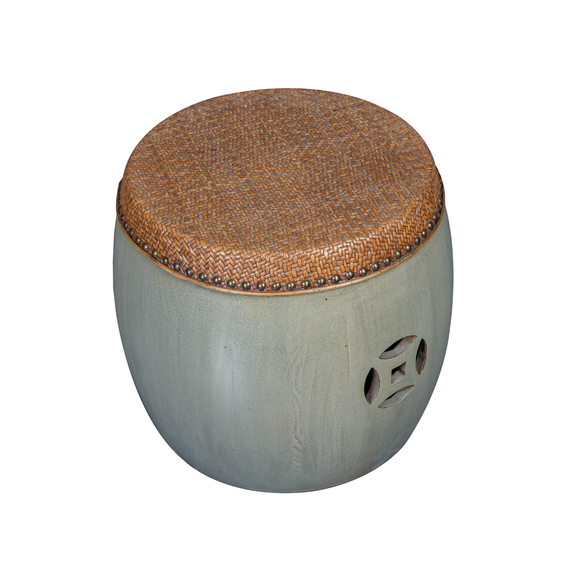 DRUM STOOL RATTAN TOP GREY X-68