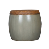 DRUM STOOL RATTAN TOP GREY X-68