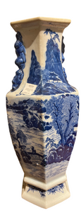 BLUE & WHITE HEXAGONAL VASE 45CM