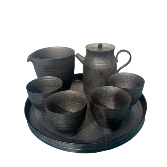 IRON GLAZE PORCELAIN HIGH TEAPOT 7PC SET