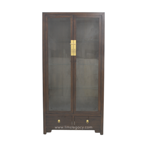 GLASS CABINET 2DW2DR DARK WOOD MQZ-16