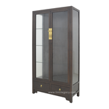 GLASS CABINET 2DW2DR DARK WOOD MQZ-16