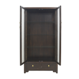 GLASS CABINET 2DW2DR DARK WOOD MQZ-16