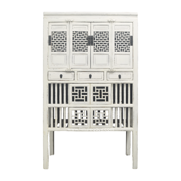 KITCHEN CABINET MING CARVED WHITE CH-29