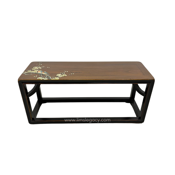 LONG BENCH PAINTED BLOSSOM BLACK CH-51