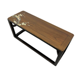 LONG BENCH PAINTED BLOSSOM BLACK CH-51