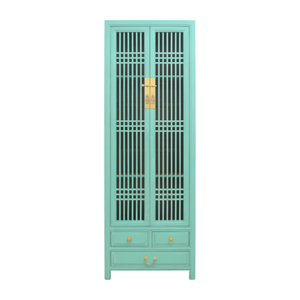 NARROW CABINET LATTICE TURQUOISE WASH MQZ-12