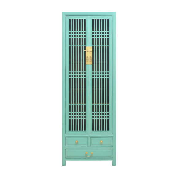 NARROW CABINET LATTICE TURQUOISE WASH MQZ-12