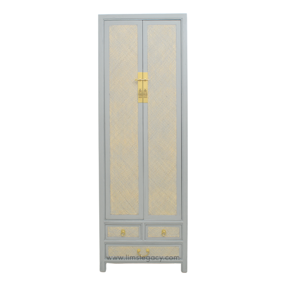 NARROW CABINET RATTAN GREY WASH MQZ-304