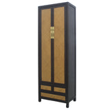 NARROW CABINET RATTAN DARK WOOD MQZ-304