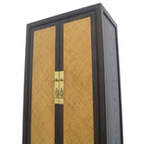 NARROW CABINET RATTAN DARK WOOD MQZ-304