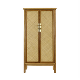 TALL CABINET RATTAN 2DR LIGHT WOOD MQ-01