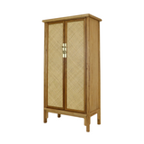 TALL CABINET RATTAN 2DR LIGHT WOOD MQ-01