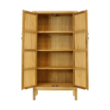 TALL CABINET RATTAN 2DR LIGHT WOOD MQ-01