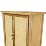 TALL CABINET RATTAN 2DR LIGHT WOOD MQ-01