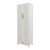 NARROW CABINET RATTAN WHITE WASH MQZ-303