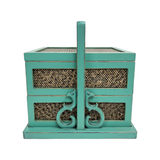 RATTAN CARRIER TURQUOISE CH-33