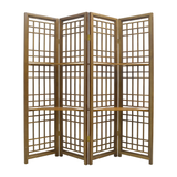 SCREEN LATTICE 4 PANELS W/ 2 SHELVING LIGHT WOOD