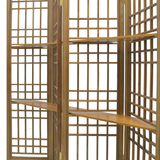 SCREEN LATTICE 4 PANELS W/ 2 SHELVING LIGHT WOOD