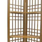 SCREEN LATTICE 4 PANELS W/ 2 SHELVING LIGHT WOOD