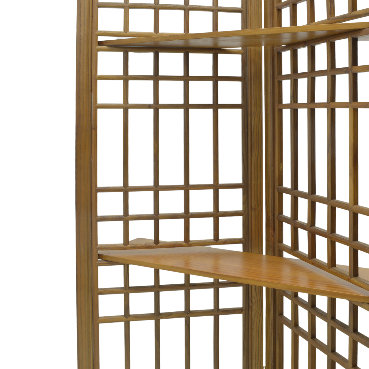 SCREEN LATTICE 4 PANELS W/ 2 SHELVING LIGHT WOOD – LIMS Legacy Singapore