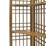 SCREEN LATTICE 4 PANELS W/ 2 SHELVING LIGHT WOOD