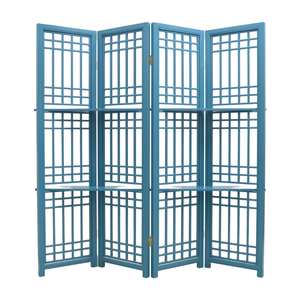 SCREEN LATTICE 4 PANELS W/ 2 SHELVING TURQUOISE