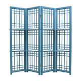 SCREEN LATTICE 4 PANELS W/ 2 SHELVING TURQUOISE