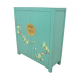 SHOE CABINET FLEUR 2 DOORS TURQUOISE WASH MQZ-13