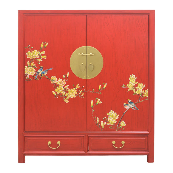 SHOE CABINET FLEUR 2DW2DR RED WASH MQZ-36