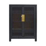 SHOE CABINET LATTICE 2DR BLACK WASH MQZ-07